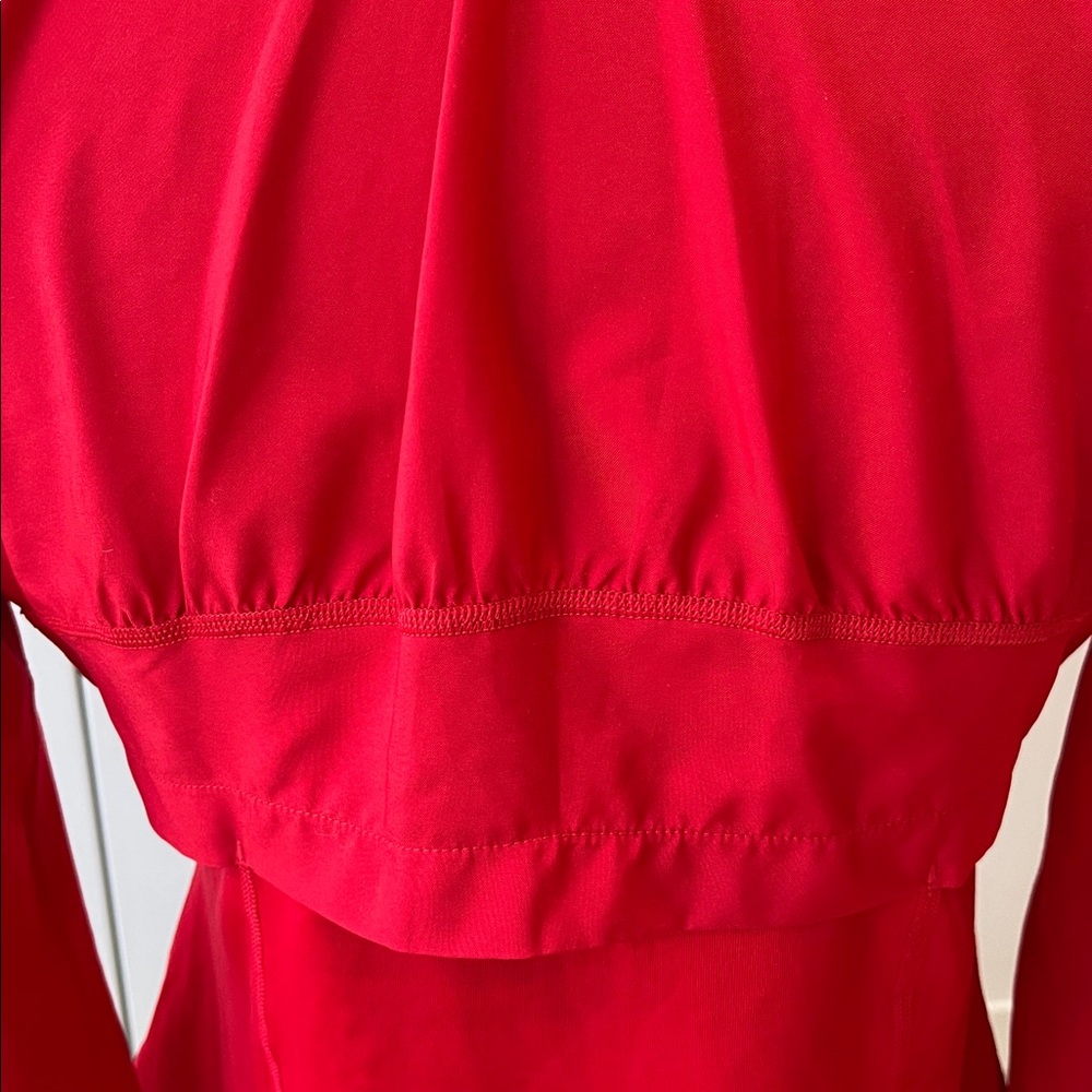 SPANX Active Contour Jacket Vibrant Red zip Front ruched collar and cuff detail - Picture 11 of 15